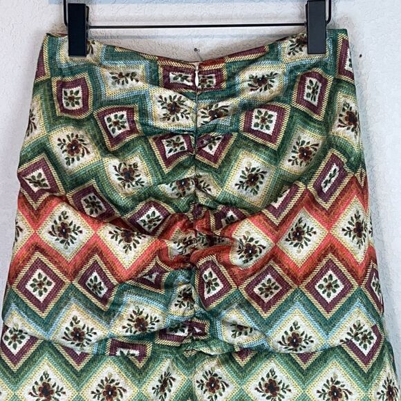 NWT AUTUMN ADEIGBO Soraya Geometric-Print Ruched Bead-Fringe Midi Skirt Size 8 - Picture 8 of 16